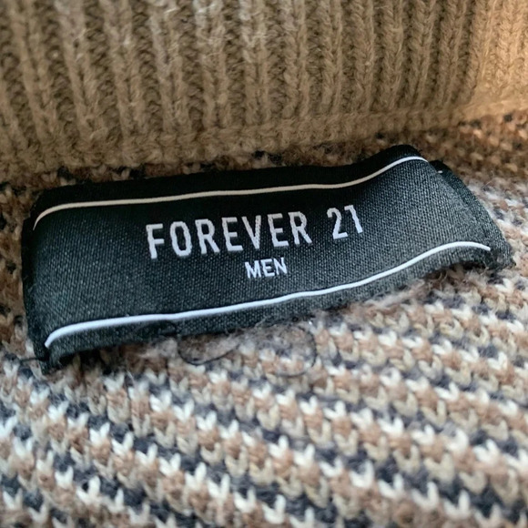FOREVER 21 men's brown knit sweater men's size medium, pit to pit 22" - Picture 4 of 5